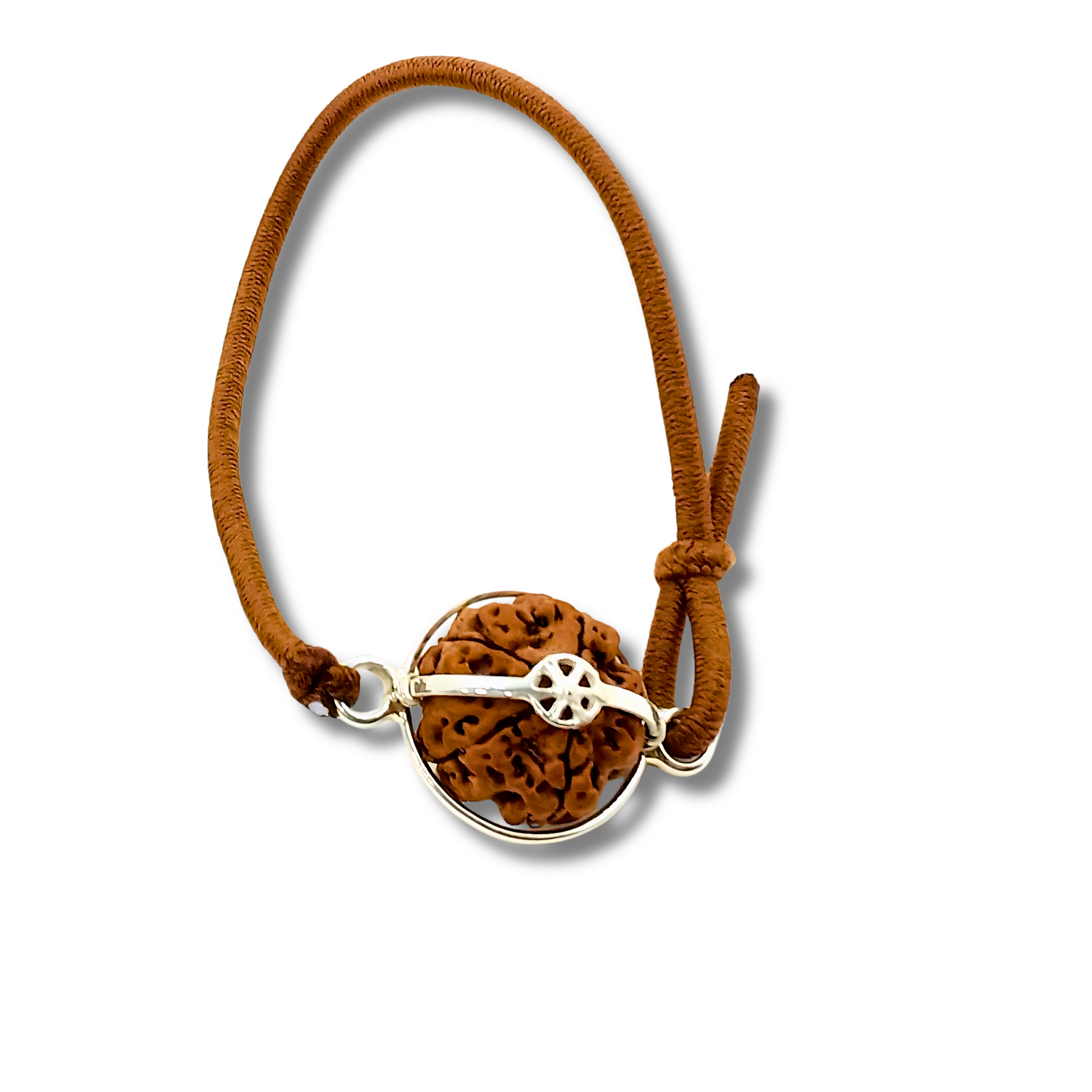 7-Augen-Rudraksha-Java-Elastisches-Armband-im-Silberkorb