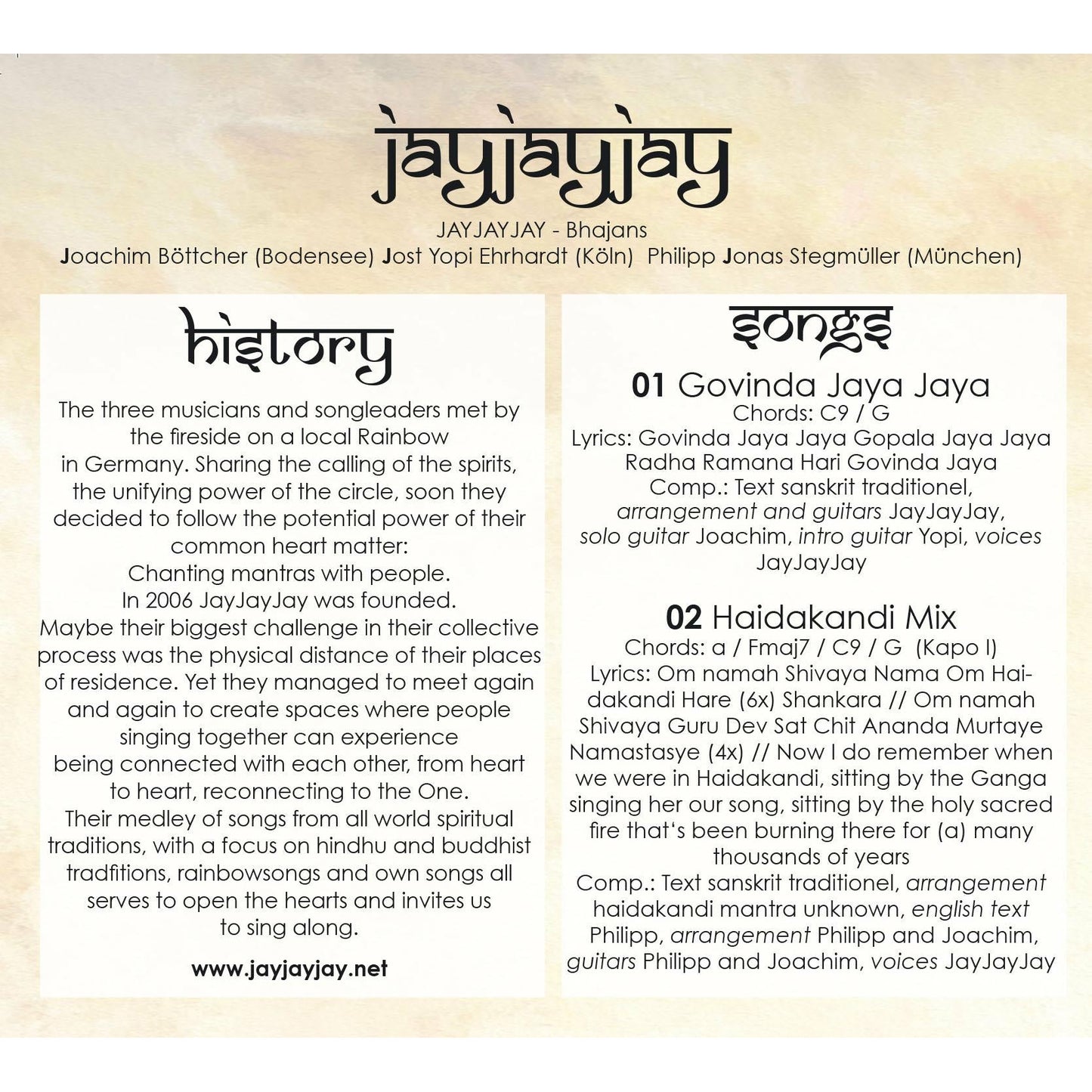 CD: JayJayJay Bhajans von Joachim Böttcher